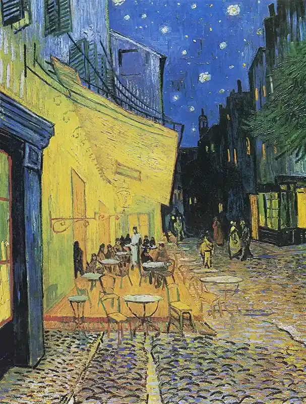 Terrace of a café at night (Place du Forum)